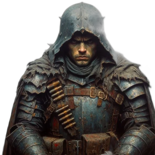 jacket, sword, face, weapon transparent PNG cut-out