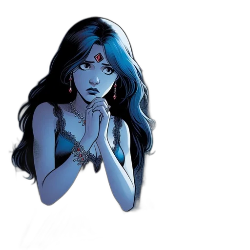 comic book art, concept art, blue, shadowy transparent PNG cut-out