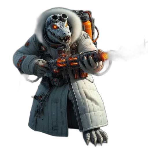jacket, weapon, creature, staff transparent PNG cut-out