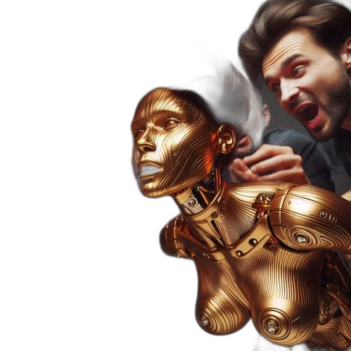 robot, concept art, 3d render, photorealistic transparent PNG cut-out