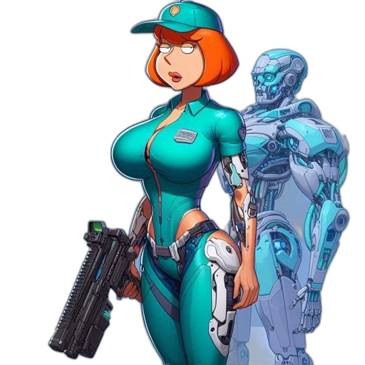 robot, weapon, staff, concept art transparent PNG cut-out