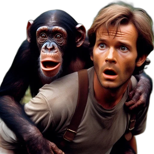 animal, photorealistic, man, chimpanzee transparent PNG cut-out