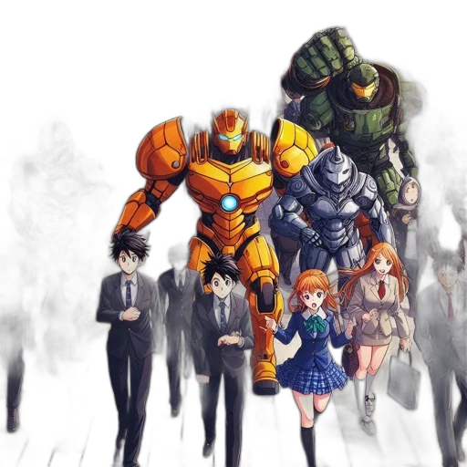 robot, concept art, anime, pixel art transparent PNG cut-out