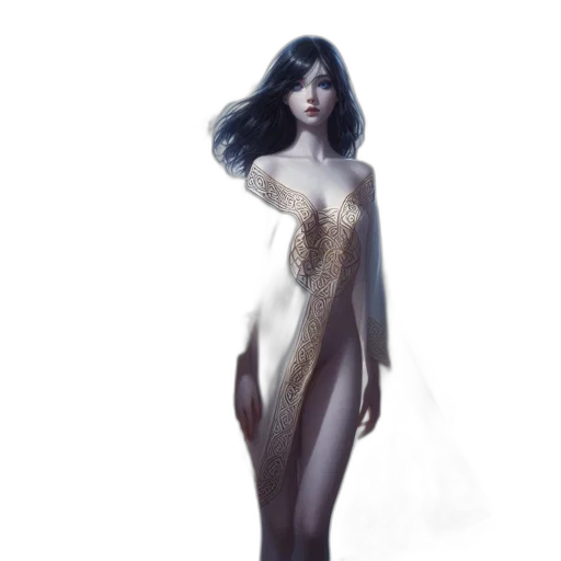 dress, creature, hair, concept art transparent PNG cut-out