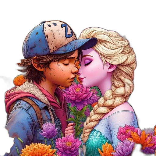 flower, crown, comic book art, fantasy art transparent PNG cut-out
