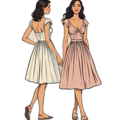 dress, concept art, cartoon, watercolor transparent PNG cut-out