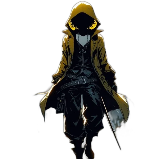 jacket, mask, staff, weapon transparent PNG cut-out