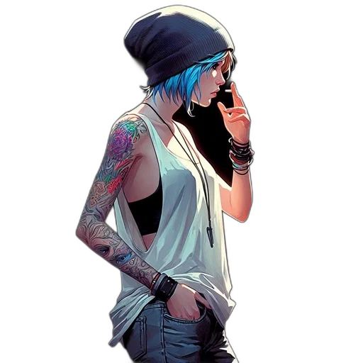 hat, jacket, cyberpunk, concept art transparent PNG cut-out