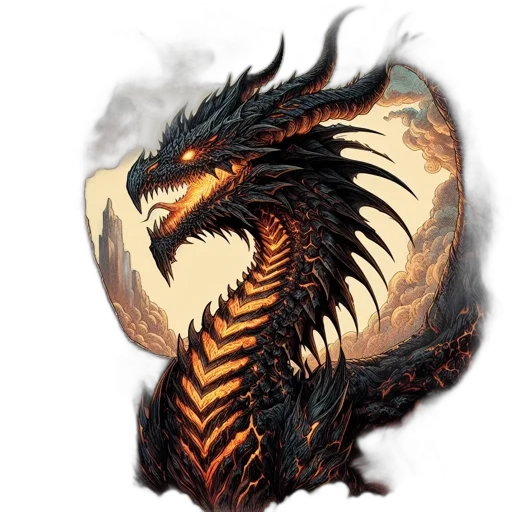 dragon, creature, staff, fantasy art transparent PNG cut-out