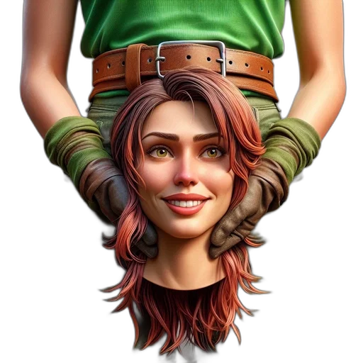 face, hair, staff, crown transparent PNG cut-out