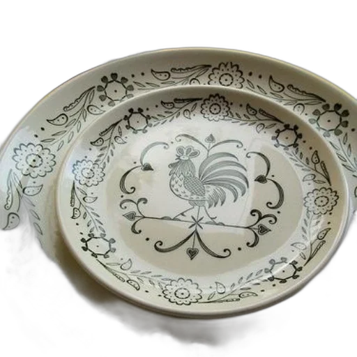 set, ceramic, dishes, rooster transparent PNG cut-out