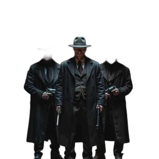 jacket, hat, staff, mask transparent PNG cut-out