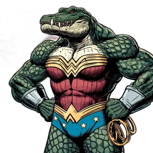 comic book art, concept art, anthropomorphic, crocodile transparent PNG cut-out