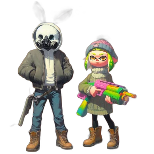 weapon, jacket, mask, concept art transparent PNG cut-out