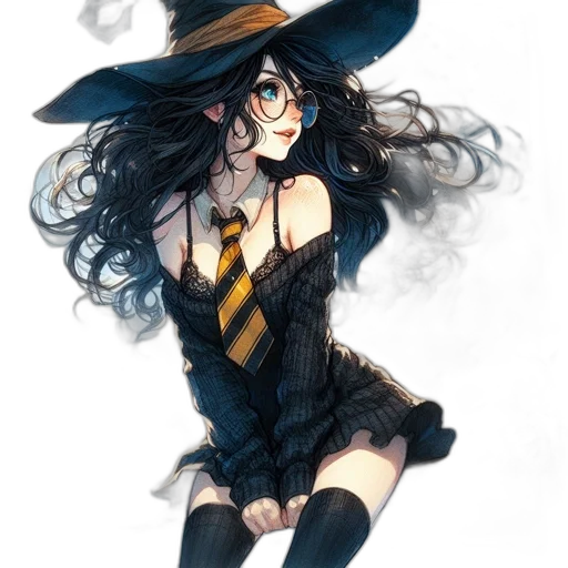 hat, dress, staff, fantasy art transparent PNG cut-out