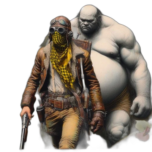 jacket, weapon, mask, concept art transparent PNG cut-out