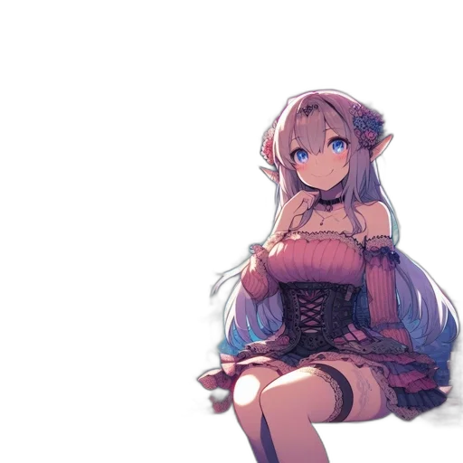 dress, weapon, flower, staff transparent PNG cut-out