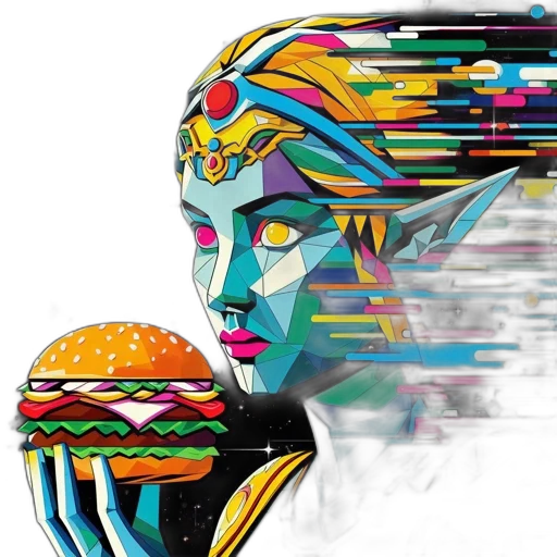 food, face, robot, vaporwave transparent PNG cut-out
