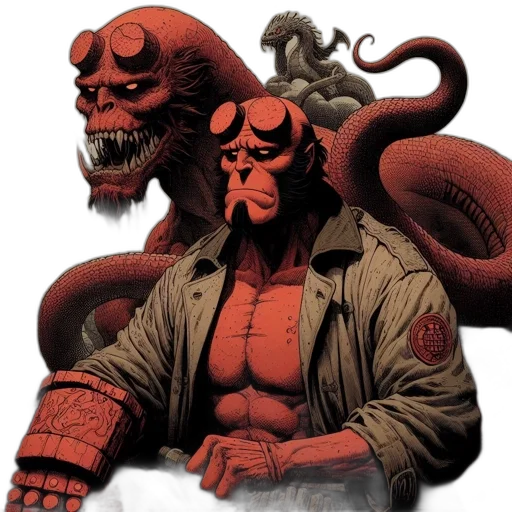 creature, comic book art, concept art, red transparent PNG cut-out