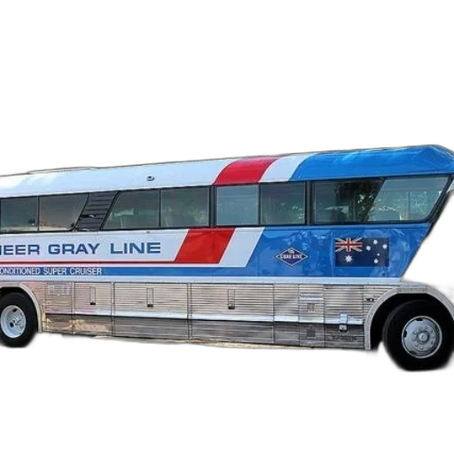 3d render, vintage, bus, red transparent PNG cut-out