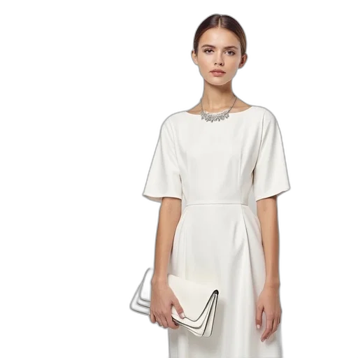 dress, monochrome, white, clutch transparent PNG cut-out