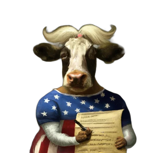 animal, concept art, anthropomorphized, cow transparent PNG cut-out