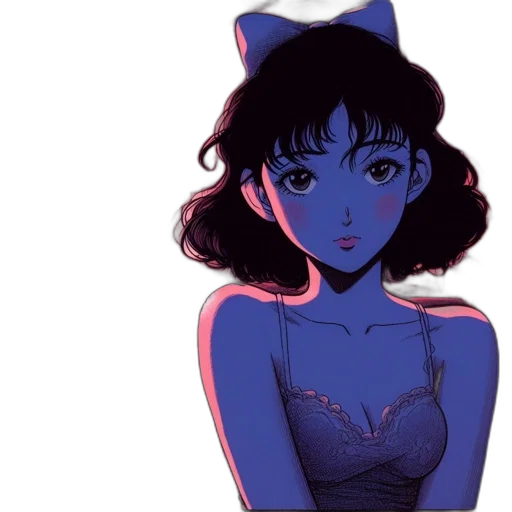 dress, face, vaporwave, anime transparent PNG cut-out