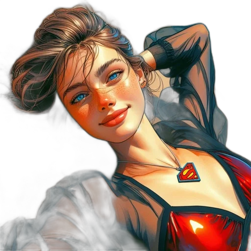 dress, face, comic book art, photorealistic transparent PNG cut-out
