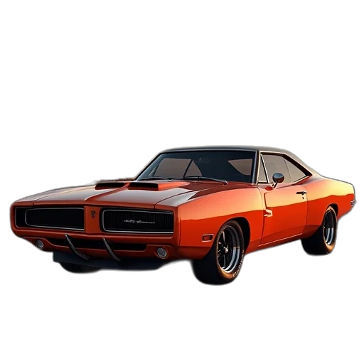 car, photorealistic, 3d render, orange transparent PNG cut-out