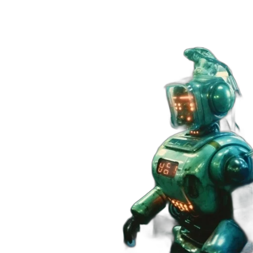 robot, creature, mask, staff transparent PNG cut-out
