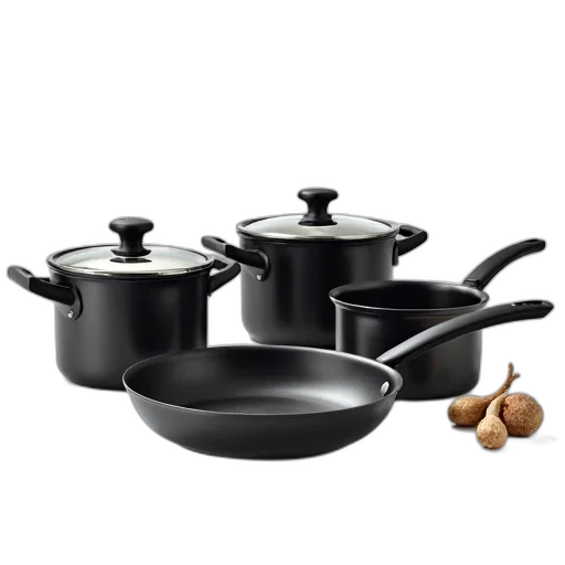 set, black, stainless, steel transparent PNG cut-out