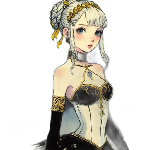 dress, crown, staff, fantasy art transparent PNG cut-out