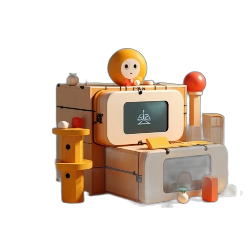 robot, furniture, 3d render, concept art transparent PNG cut-out