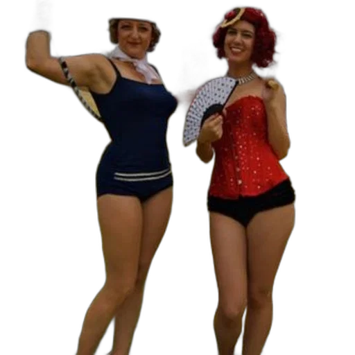 3d render, two, women, vintage transparent PNG cut-out