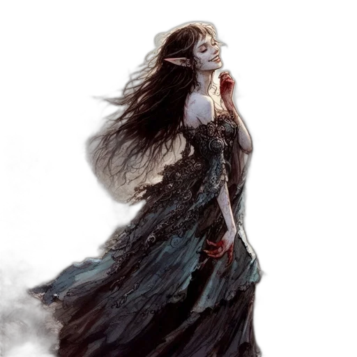 dress, hair, dragon, creature transparent PNG cut-out