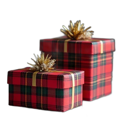 two, wrapped, present, boxes transparent PNG cut-out