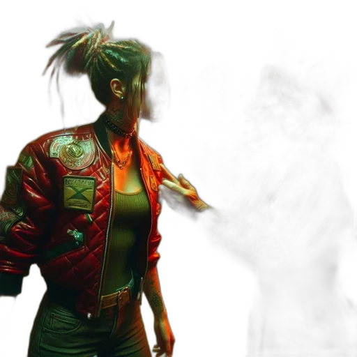 jacket, cyberpunk, concept art, 3d render transparent PNG cut-out