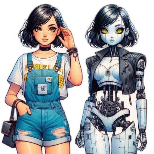 robot, concept art, comic book art, cyberpunk transparent PNG cut-out