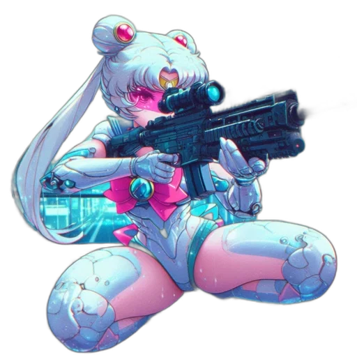weapon, robot, animal, vaporwave transparent PNG cut-out