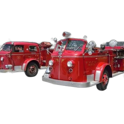 fire, two, red, trucks transparent PNG cut-out