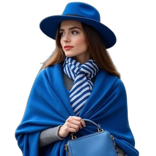 hat, jacket, dress, blue transparent PNG cut-out