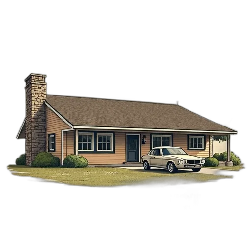 building, car, 3d render, photorealistic transparent PNG cut-out