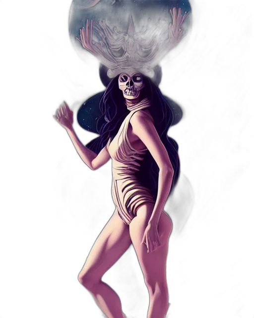 mask, creature, dress, hair transparent PNG cut-out