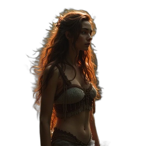 dragon, dress, hair, fantasy art transparent PNG cut-out