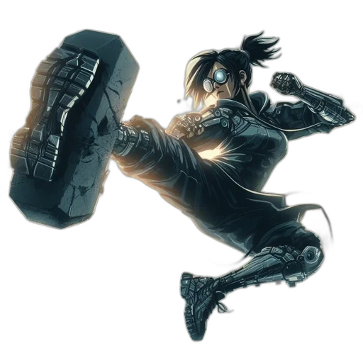 shoes, weapon, robot, comic book art transparent PNG cut-out