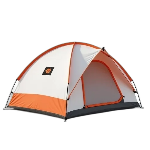 3d render, white, orange, tent transparent PNG cut-out