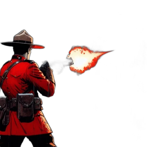 weapon, jacket, hat, staff transparent PNG cut-out