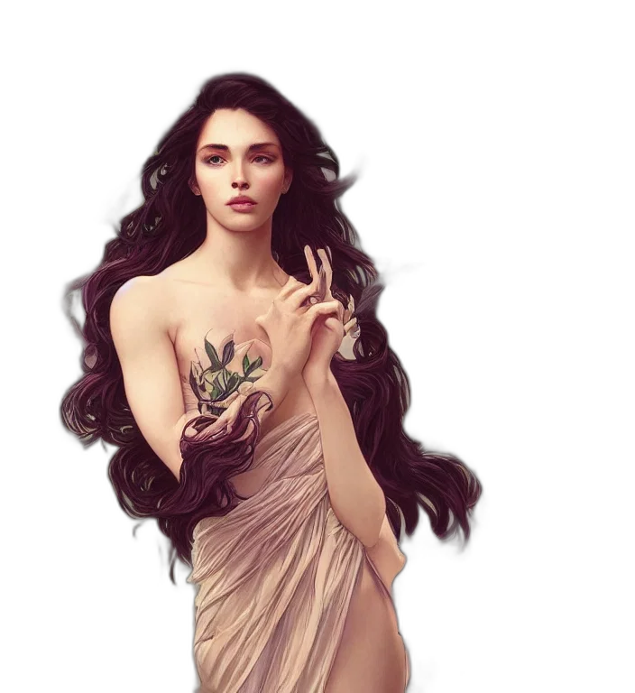 dress, hair, fantasy art, photorealistic transparent PNG cut-out