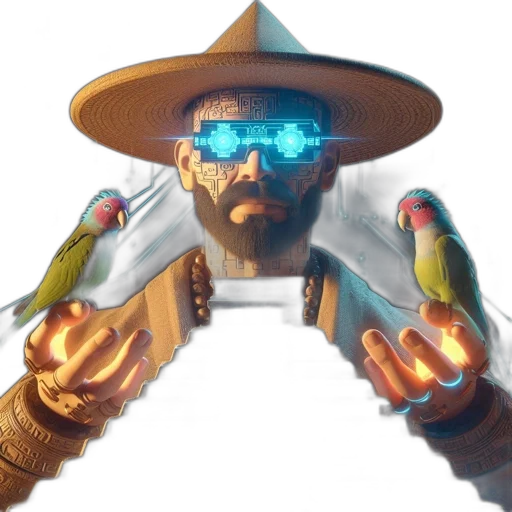 staff, weapon, hat, robot transparent PNG cut-out
