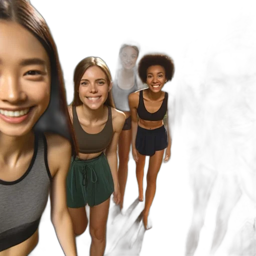 photorealistic, six, smiling, women transparent PNG cut-out